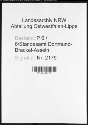 Sterberegister Standesamt Dortmund-Brackel-Asseln (XVI)