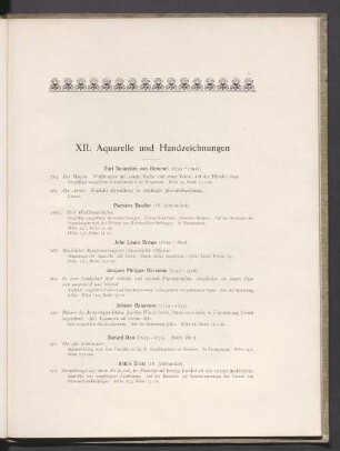 XII. Aquarelle und Handzeichnungen