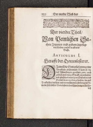Der vierdte Theil/ Von Peinlichen Sachen/ Injurien/ und ...