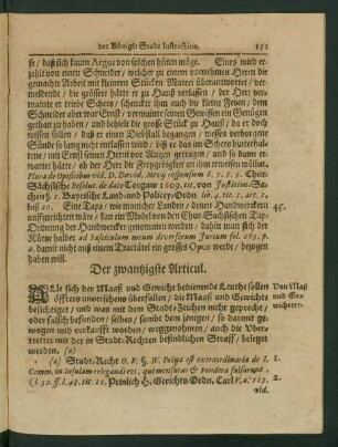 Der zwantzigste Articul.