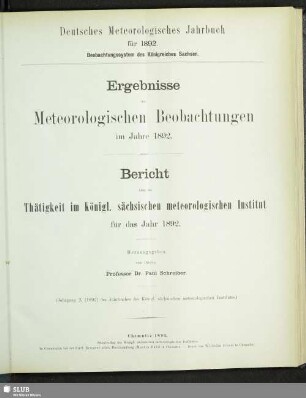 10.1892(1893): Jahrbuch des Königlich-Sächsischen Meteorologischen Instituts