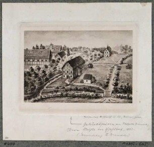 Die alte Obermühle in Eschdorf bei Dresden, Geburtsstätte von Gottlieb Traugott Bienert, nach einer Zeichnung von 1813