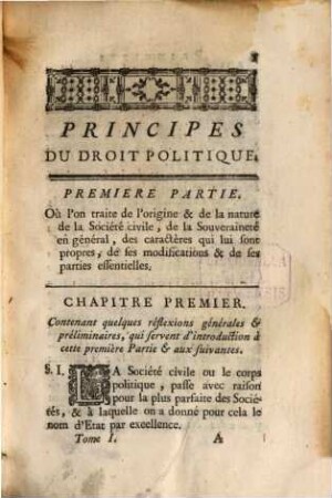 Principes Du Droit Politique, Tome Premier