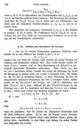 § 44. Addition und Subtraction von Vectoren.