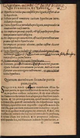 Quartum membrum secundae partis principalis.