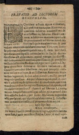 Praefatio Ad Lectorem Benevolum.