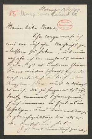 Brief an Marie von Bülow : 18.02.1892