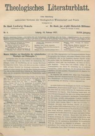 57-64 Neuere Arbeiten zur Geschichte der scholastischen Theologie und Philosophie