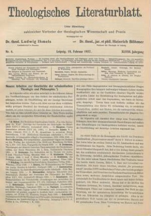 57-64 Neuere Arbeiten zur Geschichte der scholastischen Theologie und Philosophie