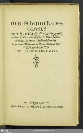 Der Schmuck des Glases : mit 152 Abbildungen