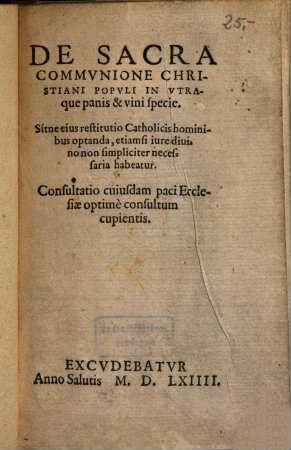 De sacra Communione Christiani Populi in utraque panis et vini specie
