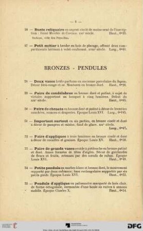 Bronzes - Pendules (Nr. 28-38)
