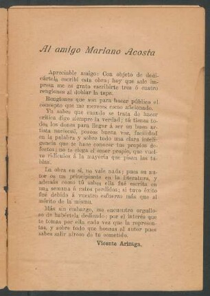 [Dedicatoria] Al amigo Mariano Acosta