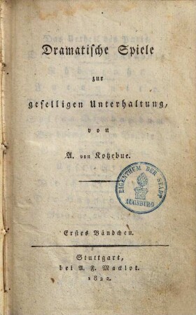 Dramatische Spiele zur geselligen Unterhaltung, 1