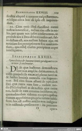 Exercitatio XXVIII. Opera divinae & humanae Mentis pereleganti ratione inter se conferuntur