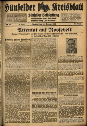 Erste Ausgabe vom Samstag, den 18. Februar 1933.