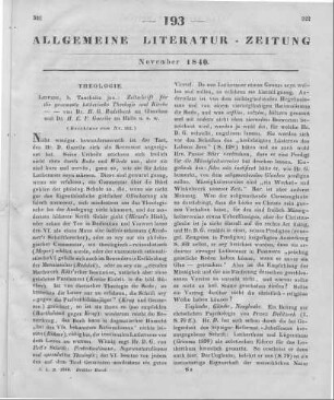 Zeitschrift für die gesammte lutherische Theologie und Kirche. Hrsg. von H. G. Rudelbach und H. E. F. Guerike. Jg. 1, H. 1-2. Leipzig: Tauchnitz 1840 (Beschluss von Nr. 192.)
