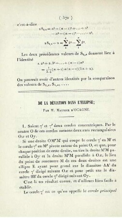De la déviation dans l'ellipse.
