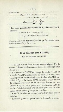 De la déviation dans l'ellipse.