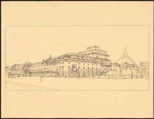 Königliche Oper (auch: Staatsoper unter den Linden, Lindenoper), Berlin Erweiterung - II. Projekt: Perspektivische Ansicht