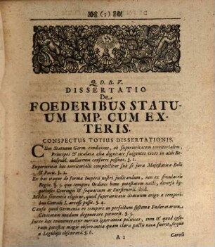 Dissertatio Juris Publici De Foederibus Statuum Imperii Cum Exteris