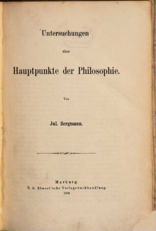 Untersuchungen über Hauptpunkte der Philosophie