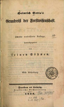 Heinrich Cotta's Grundriß der Forstwissenschaft, 1