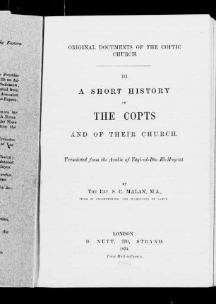 A short story of the Copts and their church