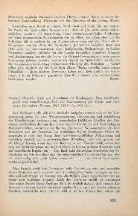 505-506 [Rezension] Henrichs, Norbert, Kult und Brauchtum im Kirchenjahr