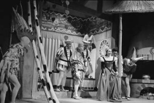 Szenenbilder aus "Aschenbrödel" mit M. Degen, N. Mank, H. Ulrich, E. Aderhold, E. Marian, H. Fröhlich, K. Schmidtchen, Theater am Schiffbauerdamm 11.12.1952