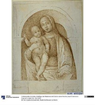Halbfigur der Madonna mit Kind in einer Nische (nach Francesco Francia?)