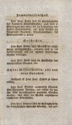 Schöne Wissenschaften, alte und neue Sprachen
