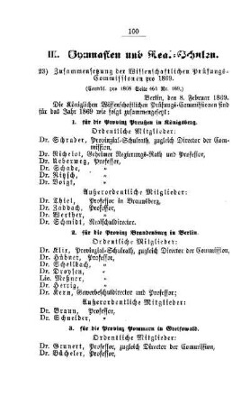 Zusammensetzung der Wissenschaftlichen Prüfungs-Commissionen pro 1869 : [III. Gymnasien und Realschulen]