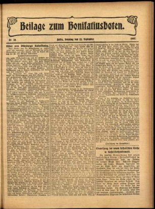 Zweite Ausgabe vom Sonntag, den 22. September 1907.
