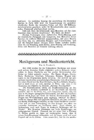 Musikgenuss und Musikunterricht
