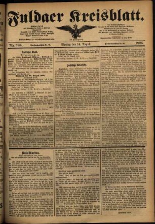Ausgabe vom Montag, den 14. August 1905.