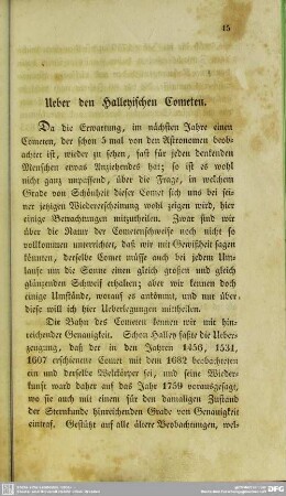 Ueber den Halleyischen Cometen