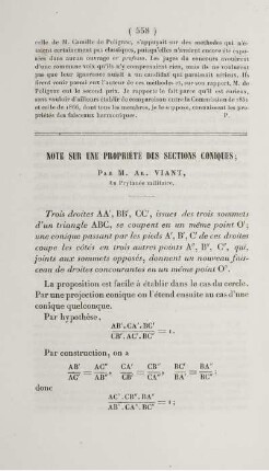 Note sur une propriété des sections coniques.