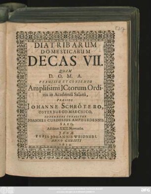 Diatribarum Domesticarum Decas VII.
