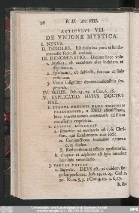 Articulus VIII. De Unione Mystica.