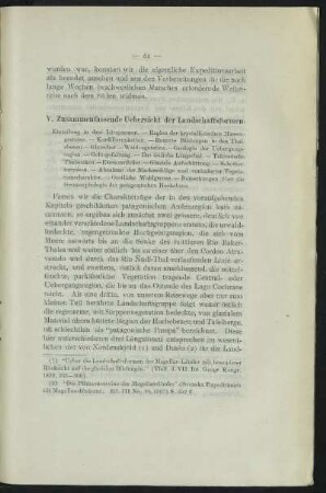 V. Zusammenfassende Uebersicht der Landschaftsformen.