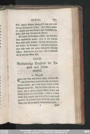 XXVIII. Merkwürdige Beyspiele der Tugend und Frömmigkeit.