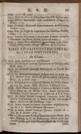 Libri Ad Orientalem Litteraturam Pertinentes. In Octavo