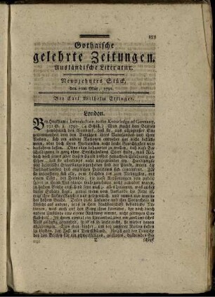 Neunzehntes Stück, den 7ten May 1791.