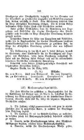 Wohnungsgeldzuschüsse : [I. Allgemeine Verhältnisse der Behörden und Beamten]