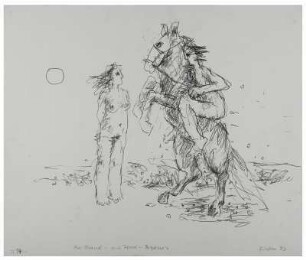 Paar mit kleinem Pegasus (Pferd)