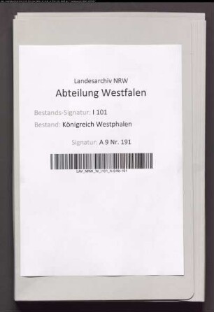 Besitzungen und Lokalitäten des aufgehobenen Klosters St. Mauritz und Simeon, Minden, im Königreich Westphalen