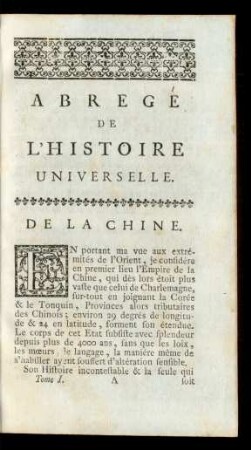 De La Chine.