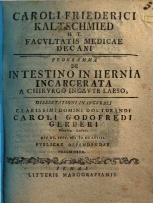 Programma de intestino in hernia incarcerata a chirurgo incaute laeso