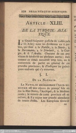 Article XLIII. De La Turquie-Asiatique